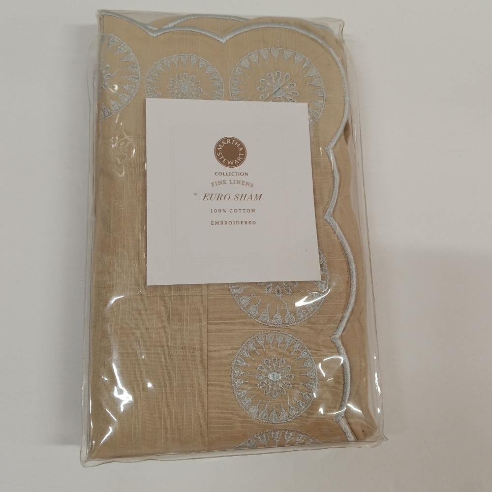 Martha Stewart Fine Linens Embroidered Euro Sham SINGLE 26" x 26"